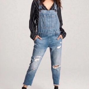 Abercrombie & Fitch NWT Denim Distressed Overalls Size Large